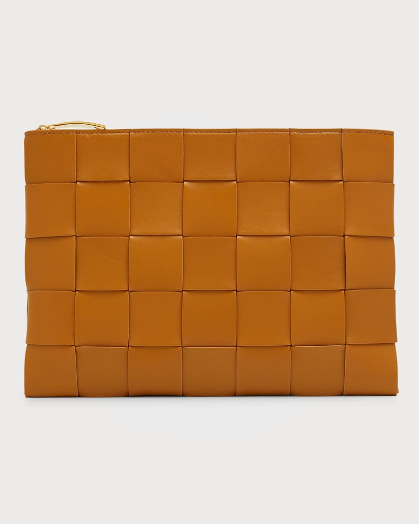 Bottega Veneta Orange Nappa Intrecciato Woven Leather Medium Hobo Bag