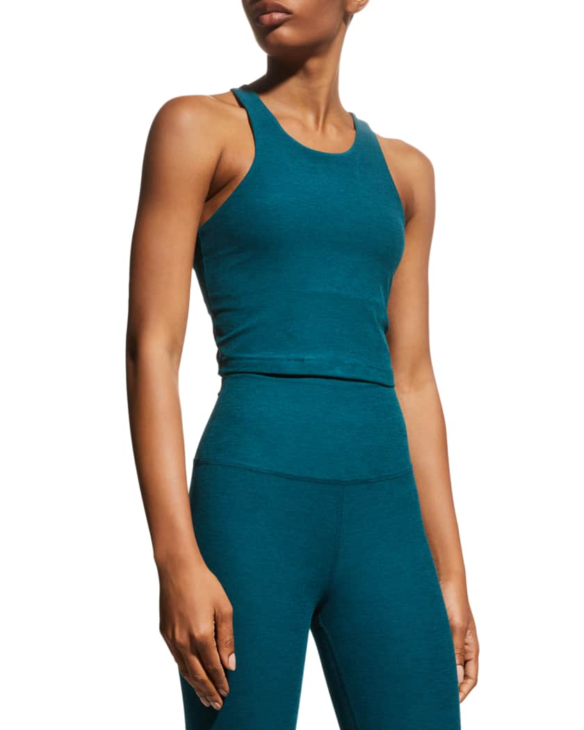 Beyond Yoga Heather Rib Square Neck Cropped Tank