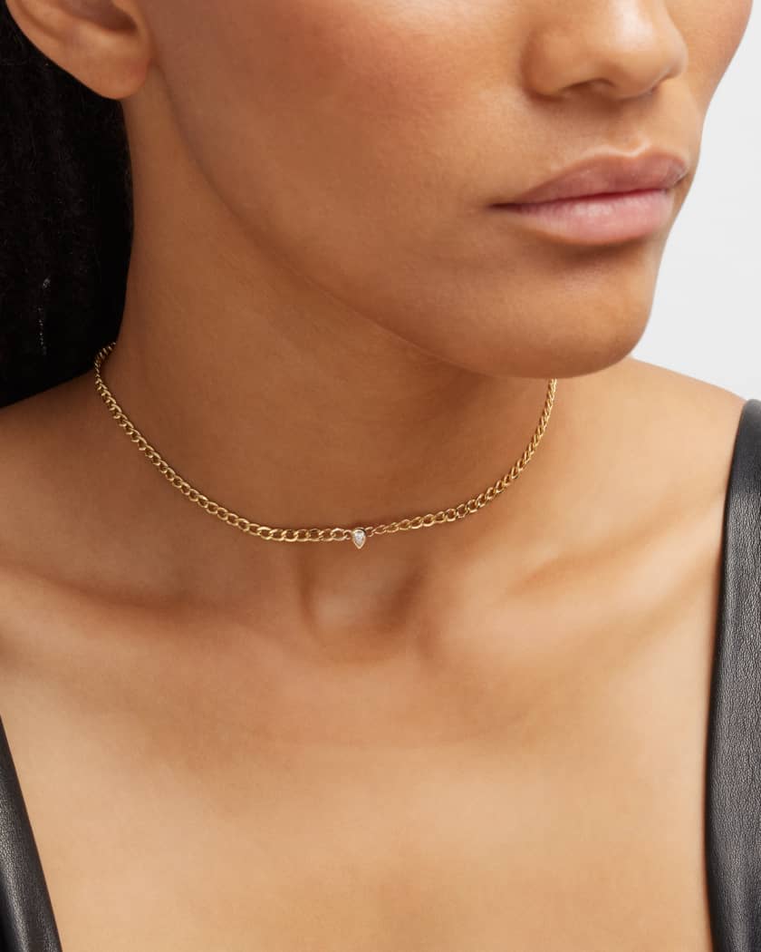 14k Gold Large Curb Link Chain Necklace - Zoe Lev Jewelry