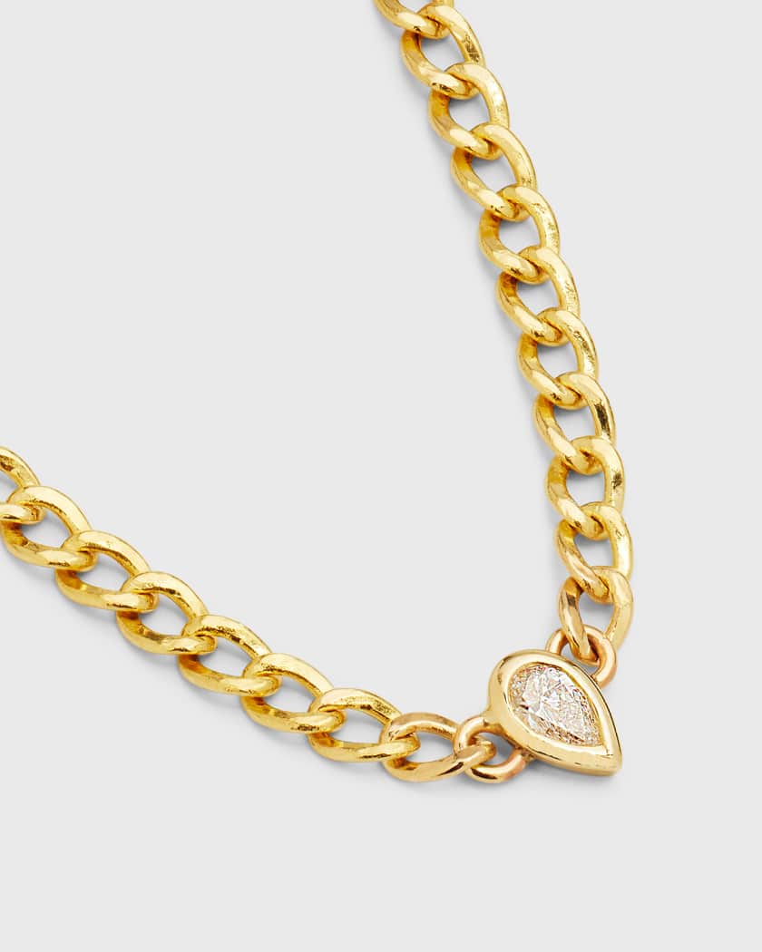 14k Gold Large Curb Link Chain Necklace - Zoe Lev Jewelry