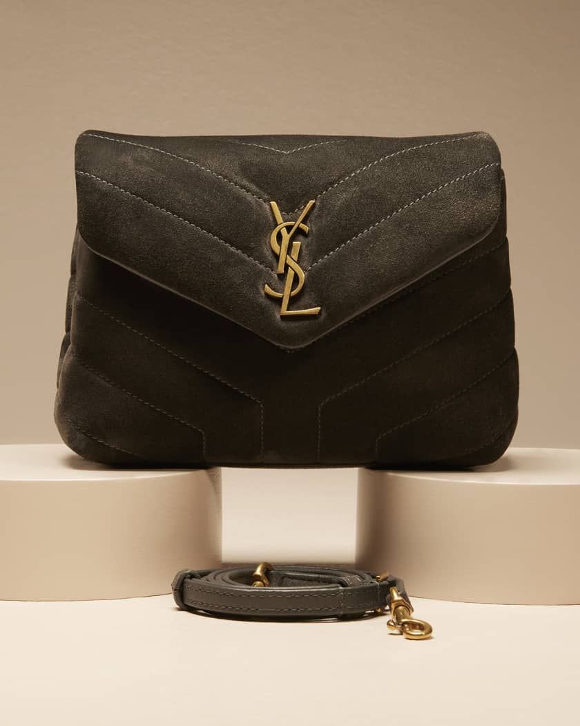 Saint Laurent Sunset Small Velvet Cross-body Bag in Green