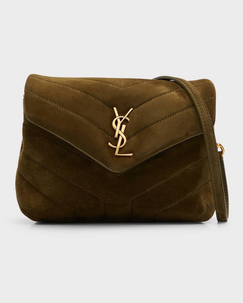 Loulou toy STRAP bag in y quilted suede and smooth leather, Saint Laurent