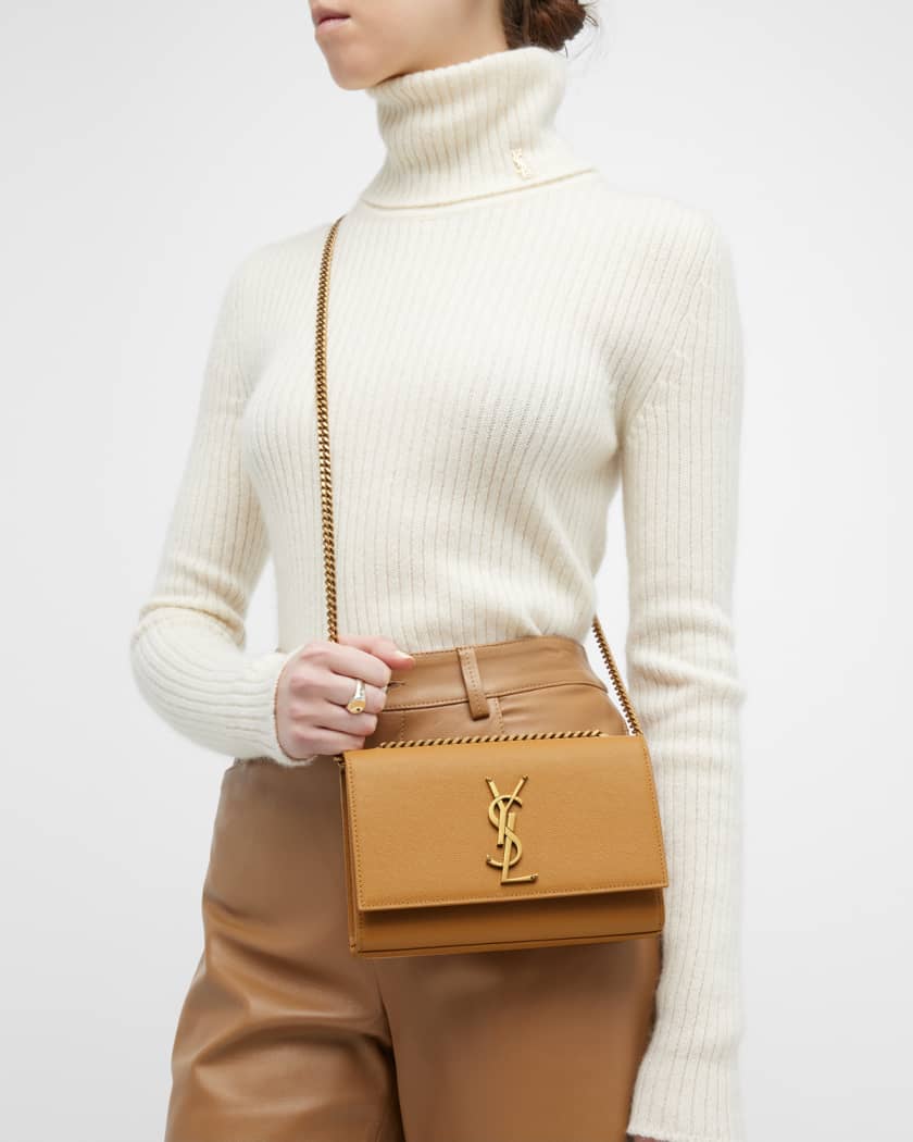 Saint Laurent Kate Monogram Ysl Leather Belt Bag In Beige