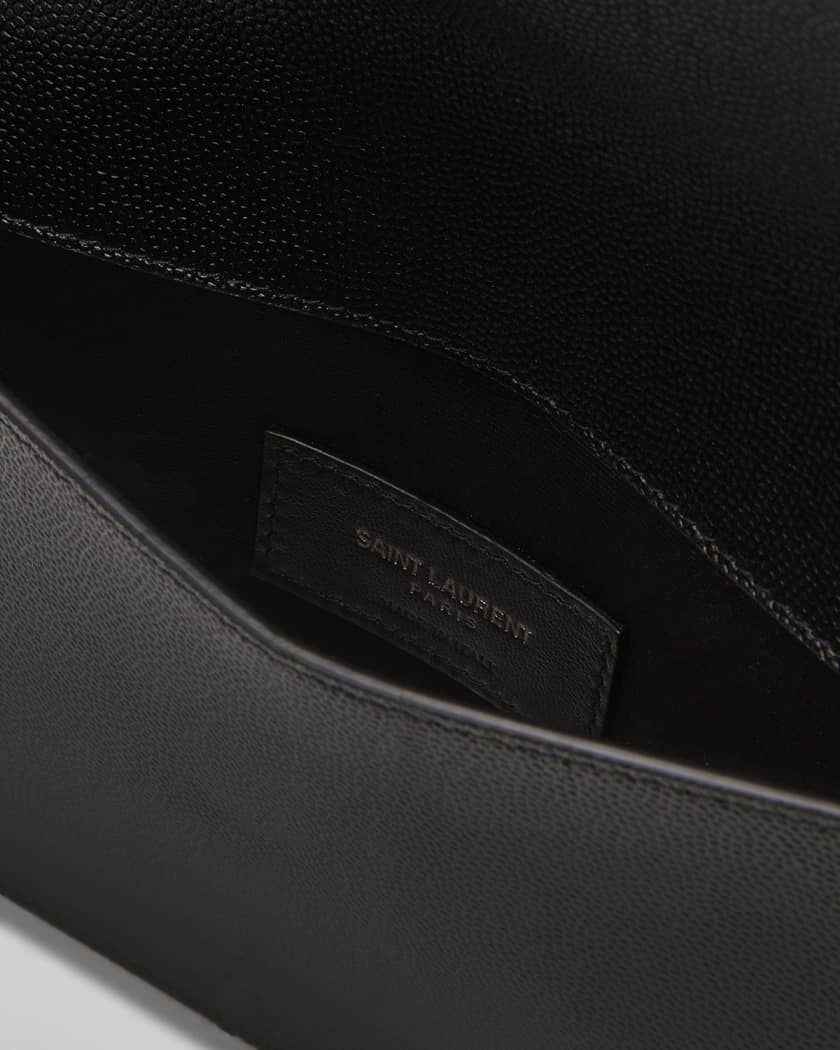 Saint Laurent Uptown Pebbled Leather Pouch in Nero