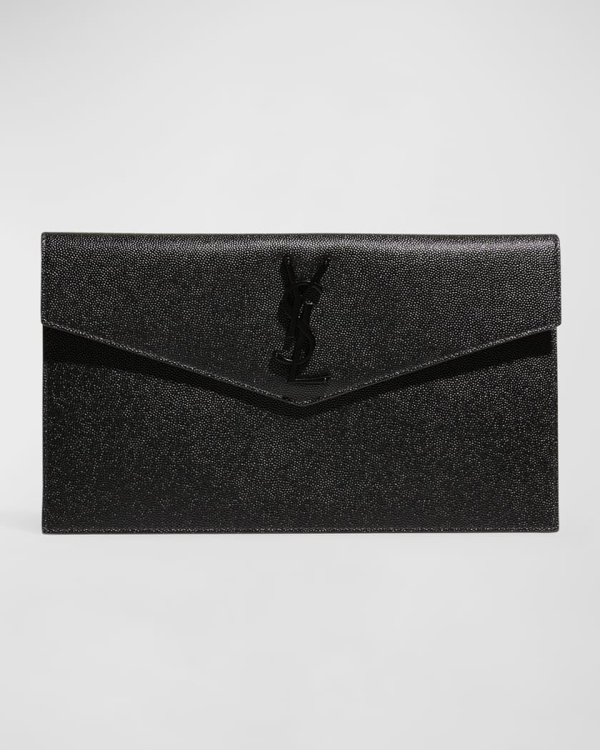 Saint Laurent Uptown YSL Pouch Wallet In Grain De Poudre Embossed