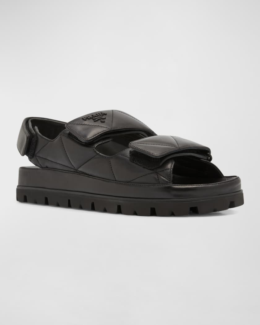 Quilted Leather Slingback Sporty Sandals