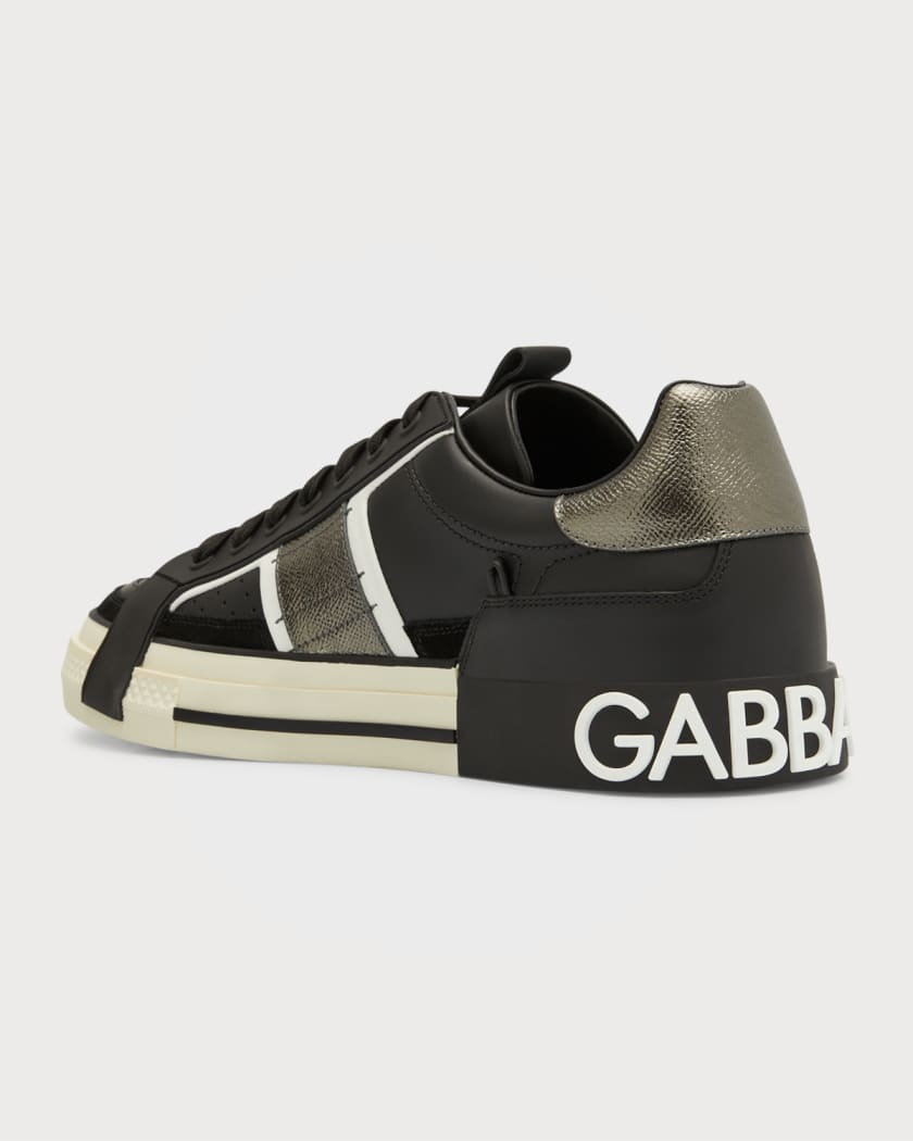 Men's Portofino Metallic Leather Low-Top Sneakers