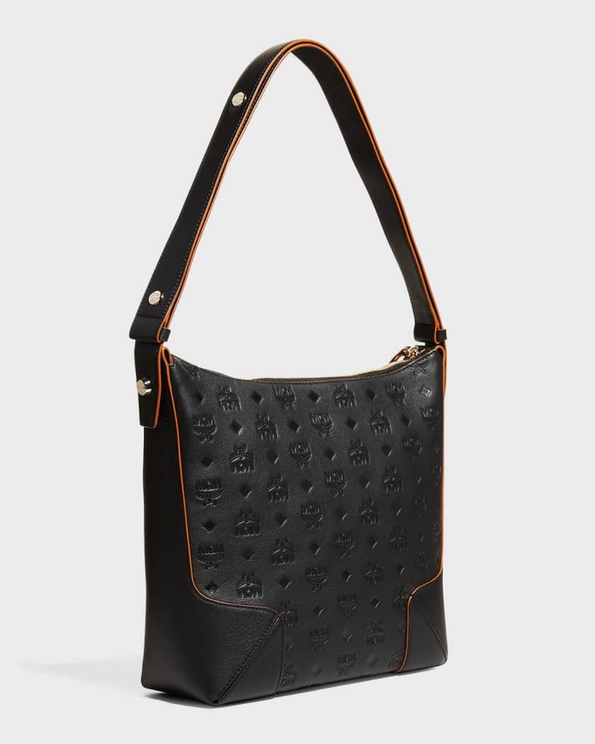 Mcm klara monogrammed leather hobo medium black sales