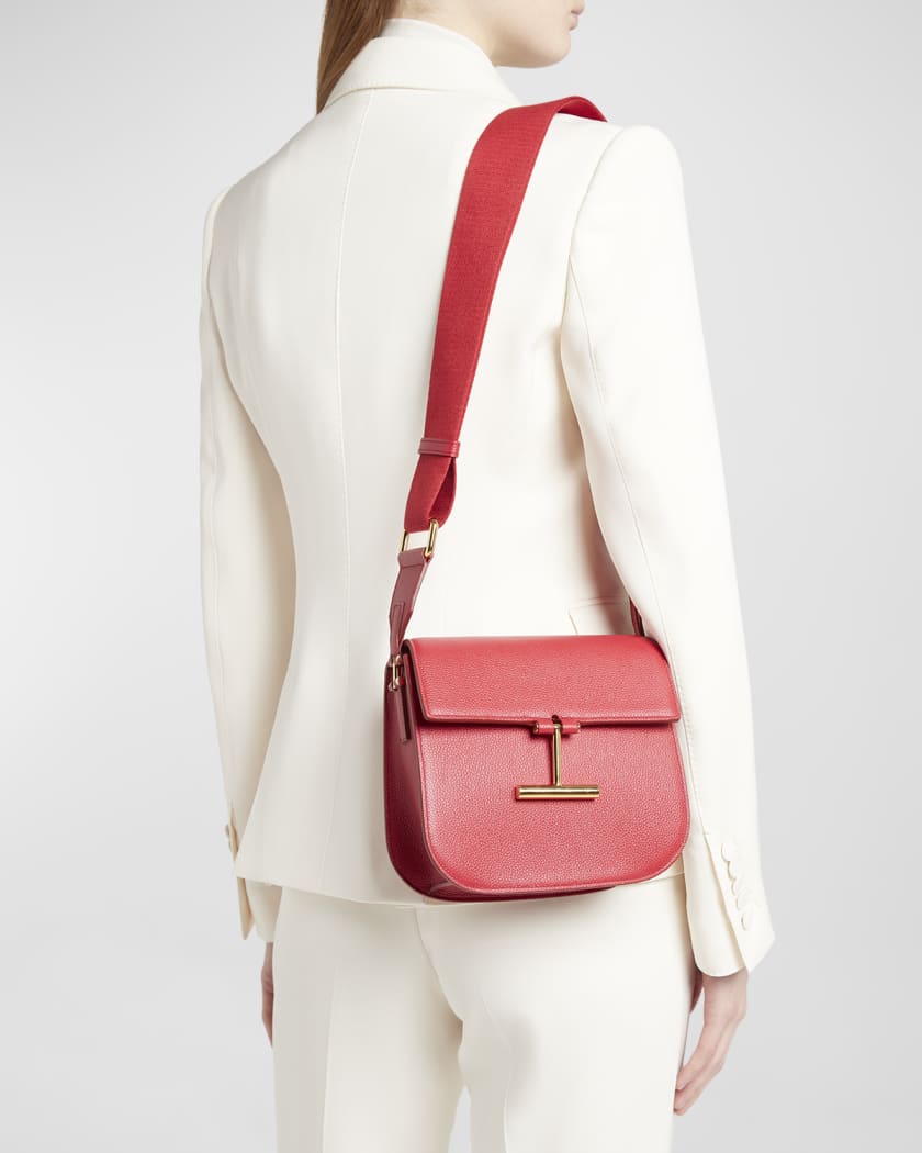 Tara Mini Crossbosy in Grained Leather with Webbed Strap