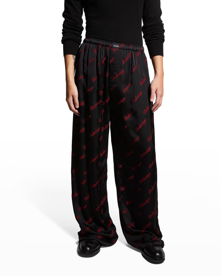 Balenciaga Men S Diagonal Logo Pajama Pants Neiman Marcus