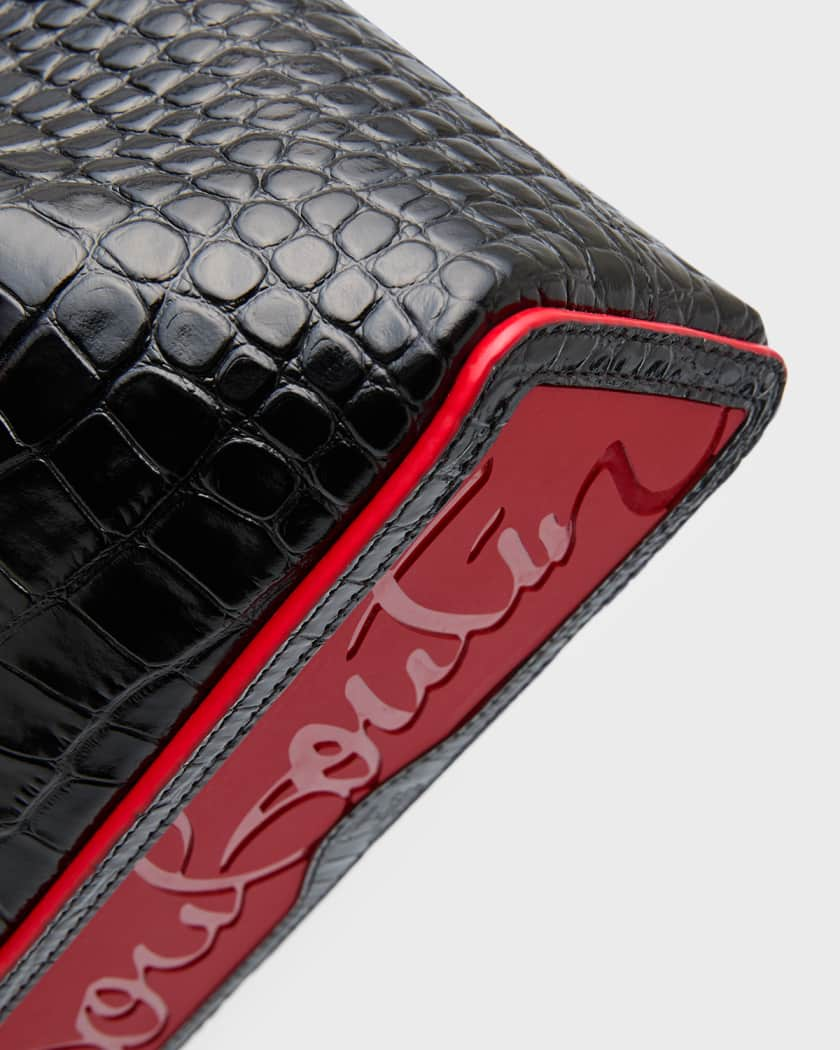 Cabarock large - Tote bag - Alligator embossed calf leather and spikes -  Black - Christian Louboutin