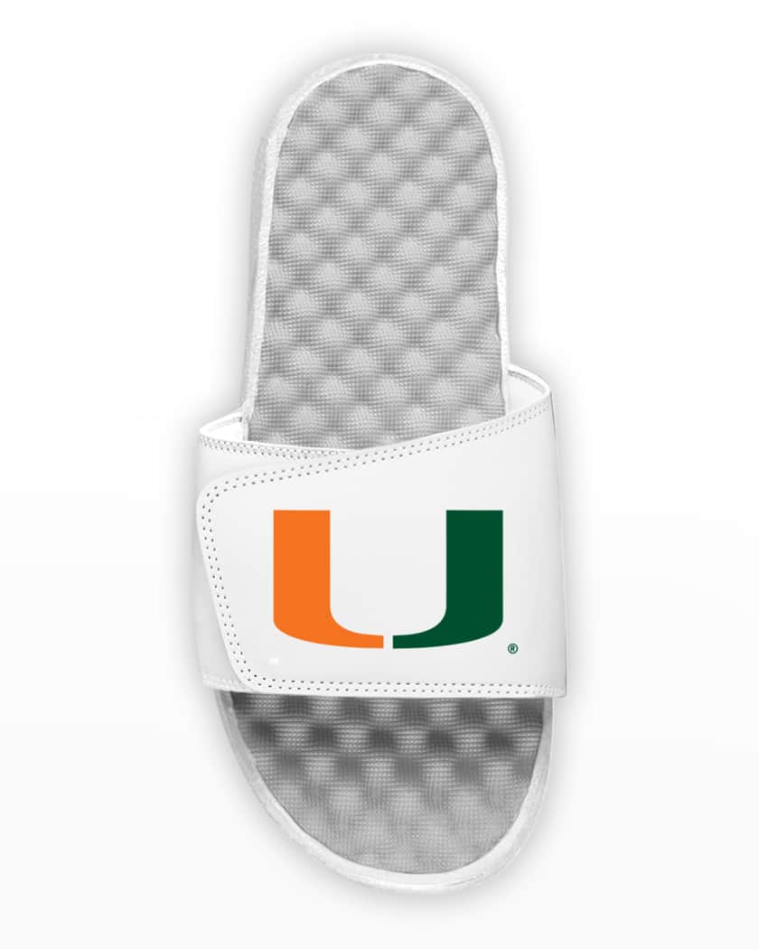 Islide Men S Miami Hurricanes Slide Sandals Neiman Marcus