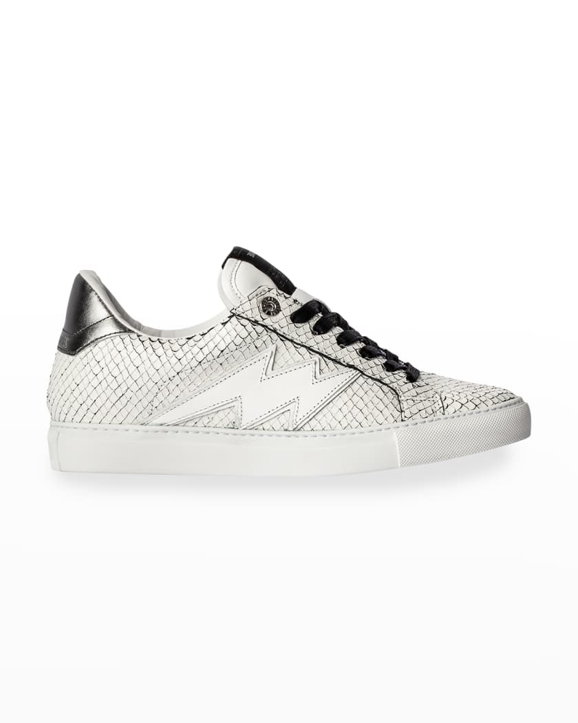 Zadig Voltaire Keith Flash Mixed Leather Low Top Sneakers Neiman Marcus