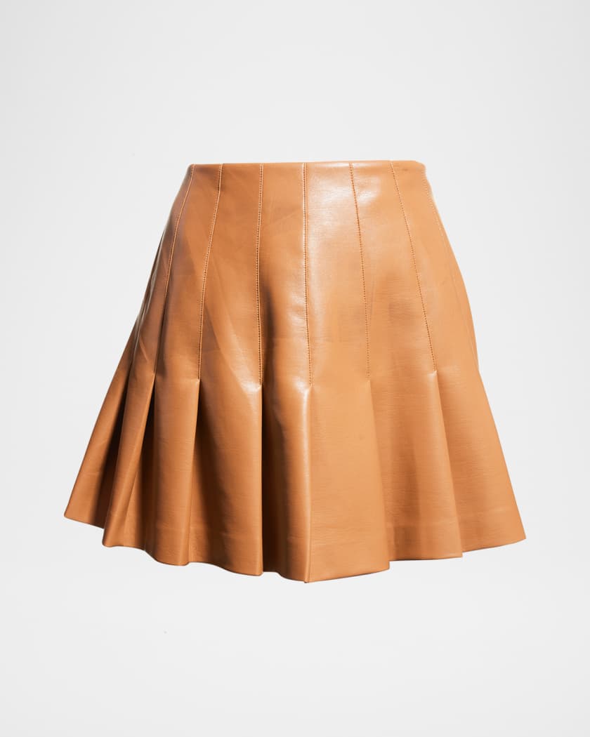 Alice Olivia Carter Vegan Leather Pleated Mini Skirt Neiman Marcus
