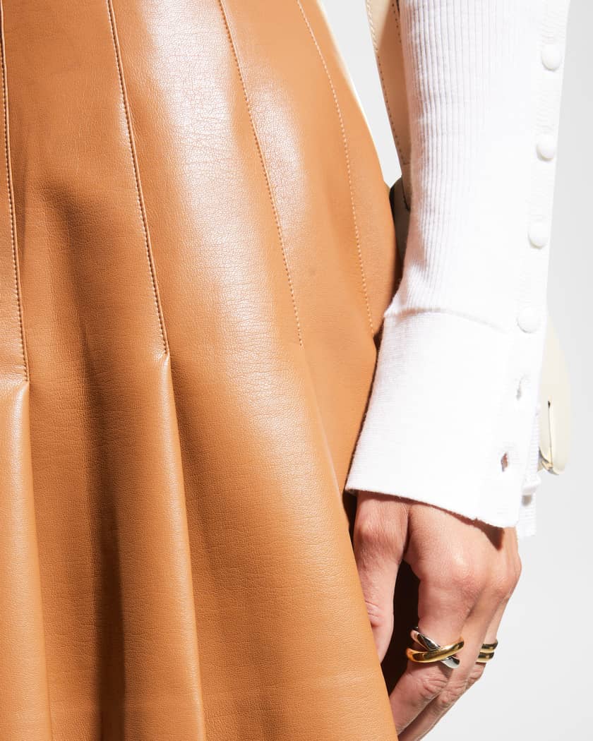 Alice Olivia Carter Vegan Leather Pleated Mini Skirt Neiman Marcus