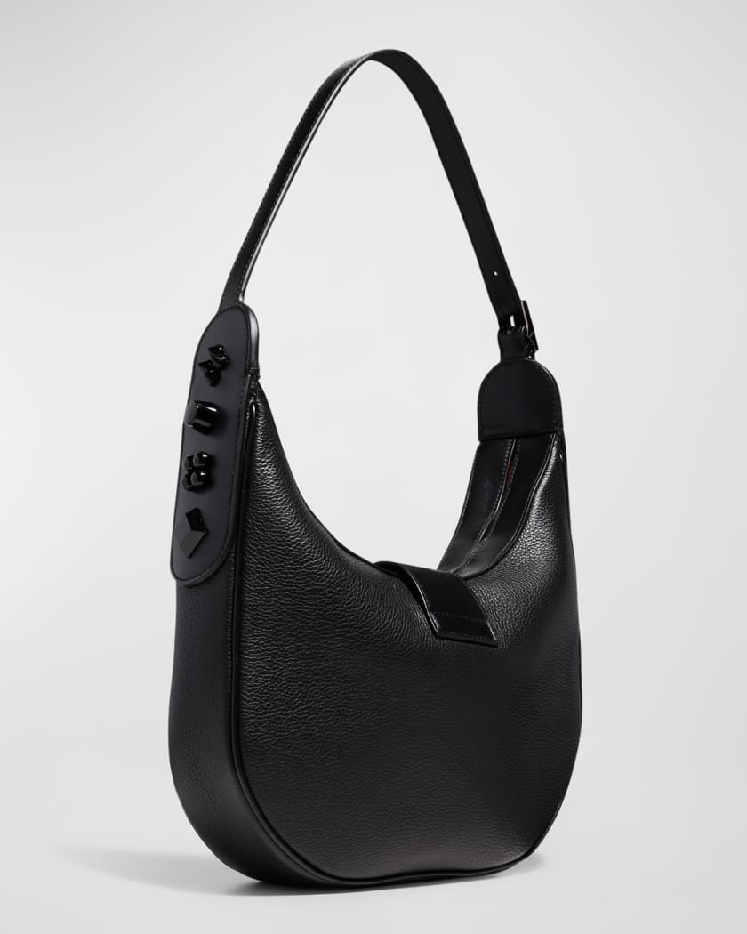 Christian Louboutin Carasky Small Studded Leather Hobo Bag Black/Black