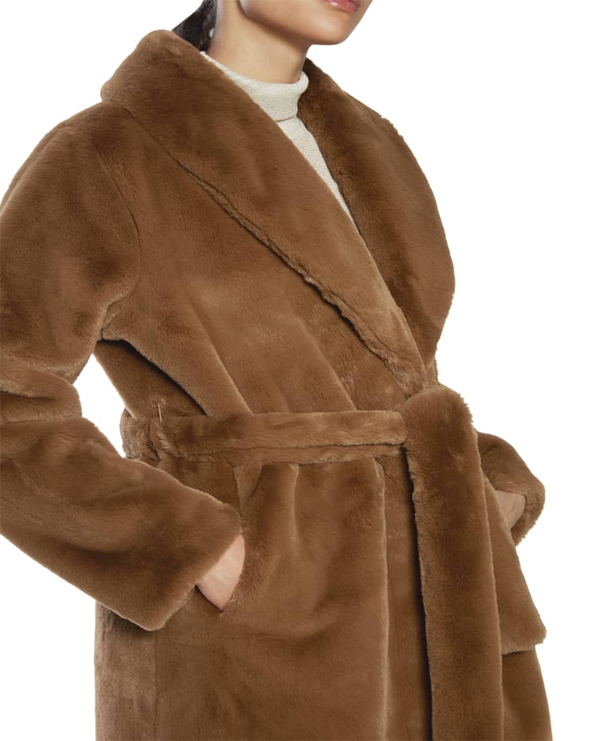 Faux fur wrap coat clearance