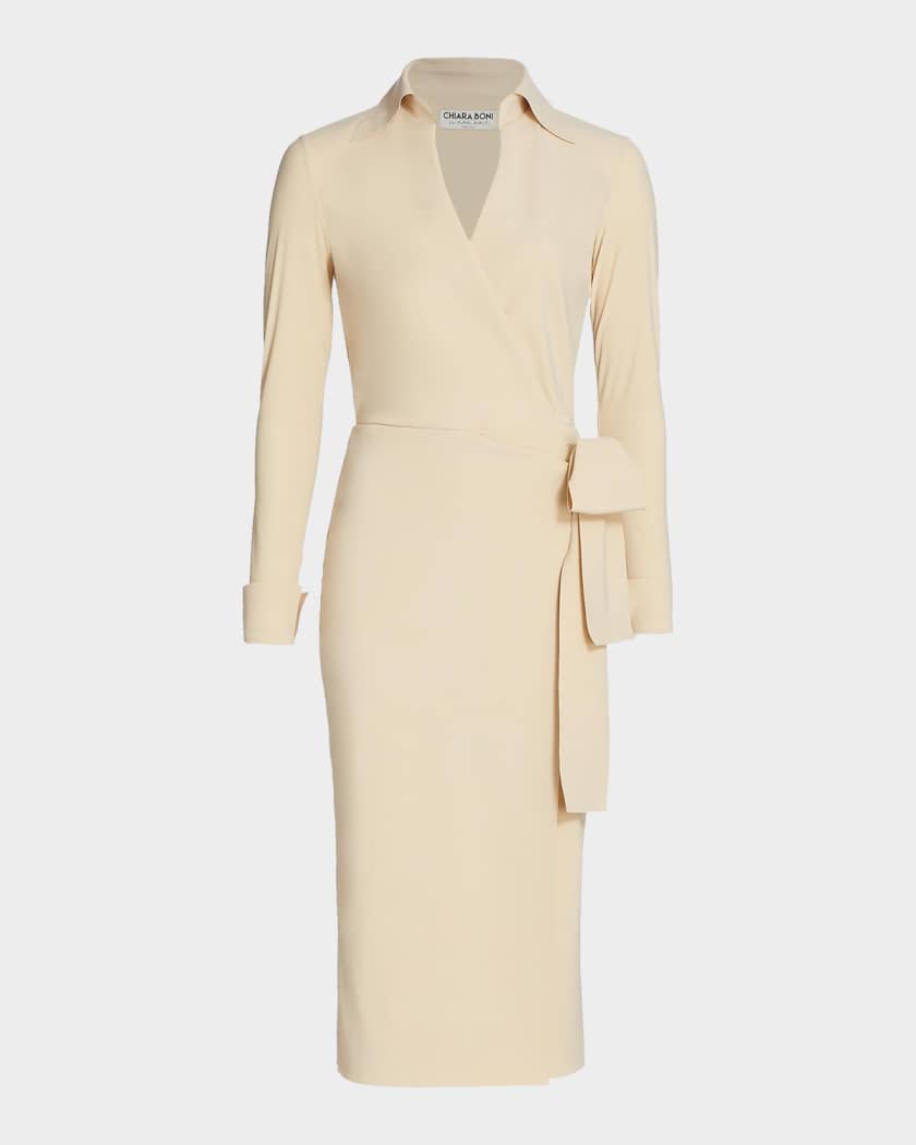 Chiara Boni La Petite Robe Women's Kamala Matte Jersey Wrap Dress - Desert - Size 10
