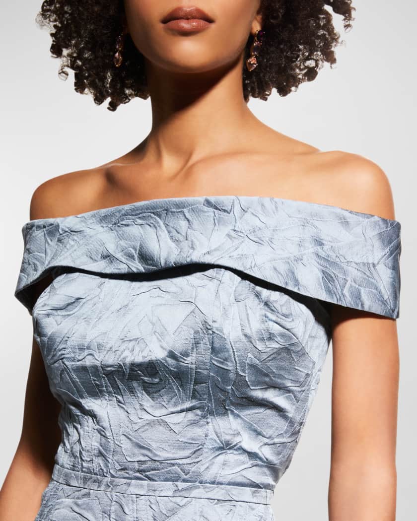 Off-Shoulder Jacquard Column Gown