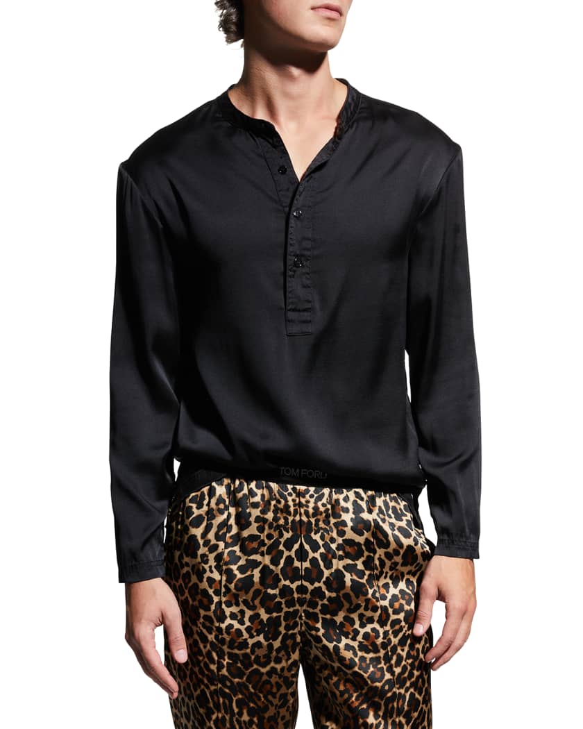 TOM FORD Men's Silk Henley Pajama Shirt | Neiman Marcus