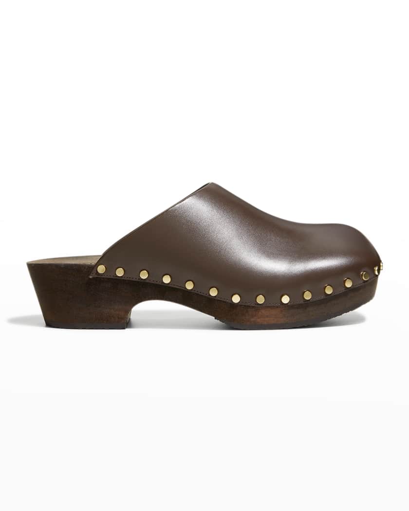 Khaite Calfskin 40mm Clog Mules Neiman Marcus
