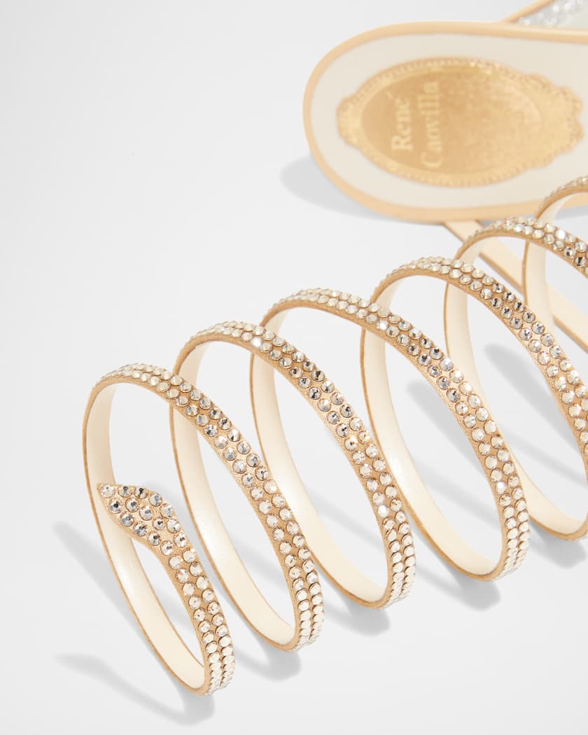 Crystal Snake Ankle-Wrap Sandals