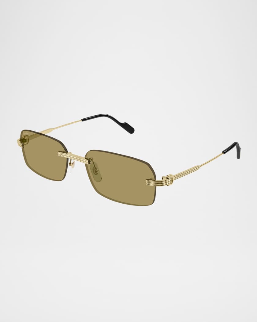 Men's Rimless Rectangle Metal Sunglasses