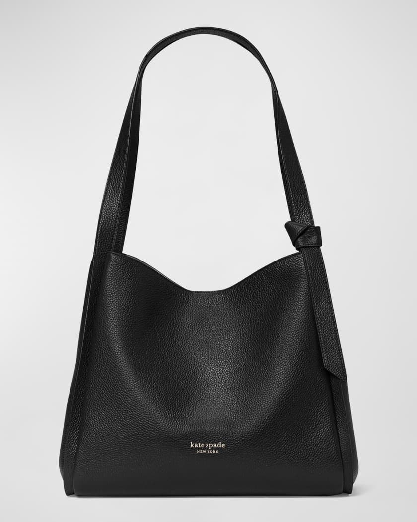 Black Leather Zipper Large Tote Bag With Wide Shoulder Strap