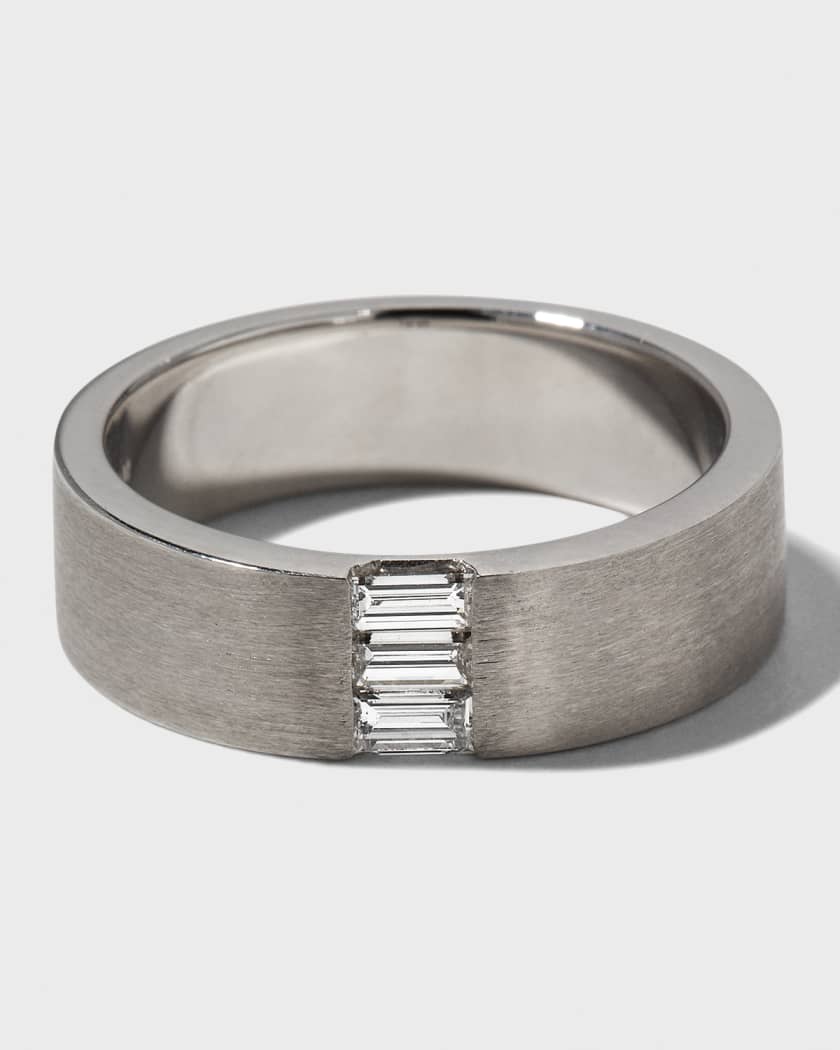 Neiman Marcus Diamonds Men s 18k White Gold 3 Diamond Baguette