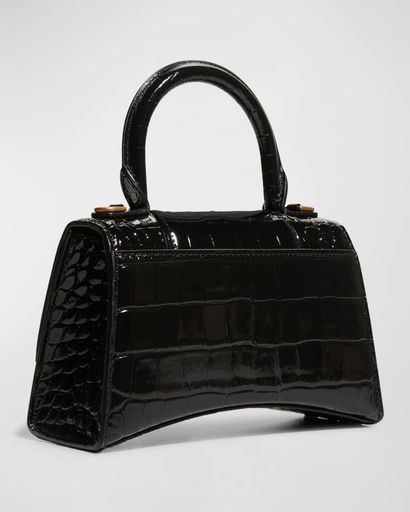 Balenciaga Women's Hourglass Xs Crocodile Embossed Handbag
