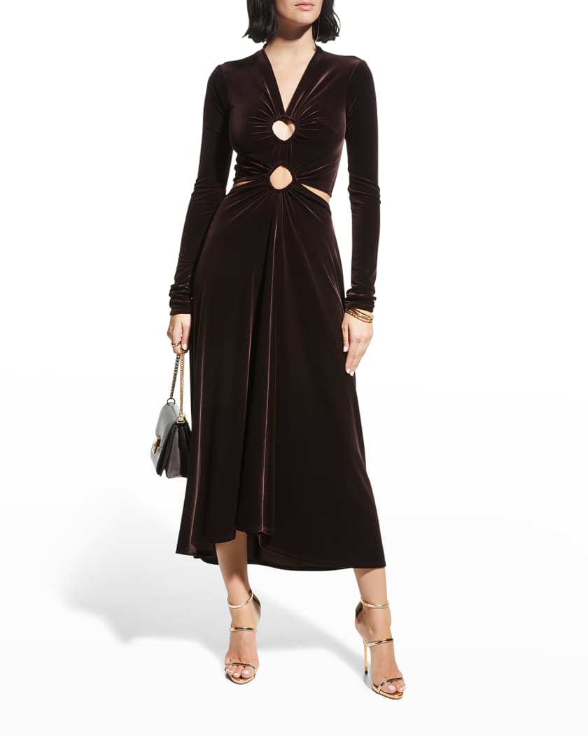 A L C Maeve Velvet Cutout Dress Neiman Marcus