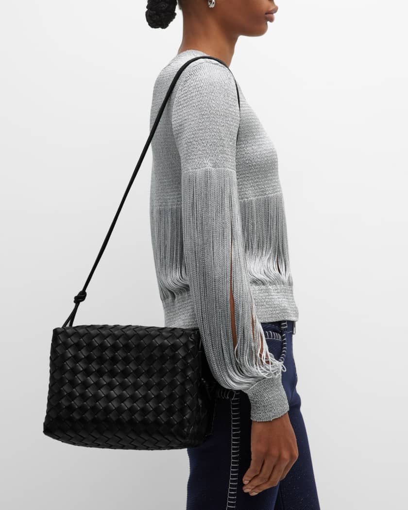 Bottega Veneta Nodini Intrecciato Crossbody Bag Grey