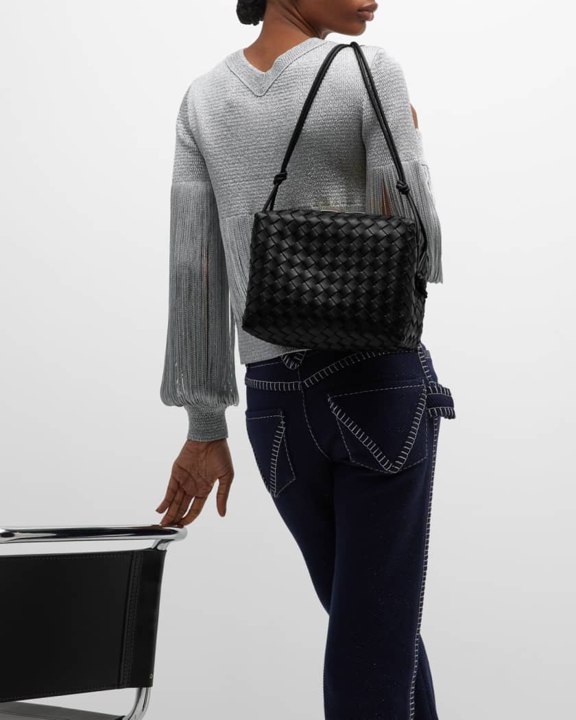 Loop Small Leather Crossbody Bag in Grey - Bottega Veneta