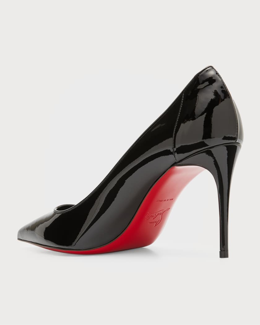 Christian Louboutin US 7.5 Pointed Toe Black red sole high heels