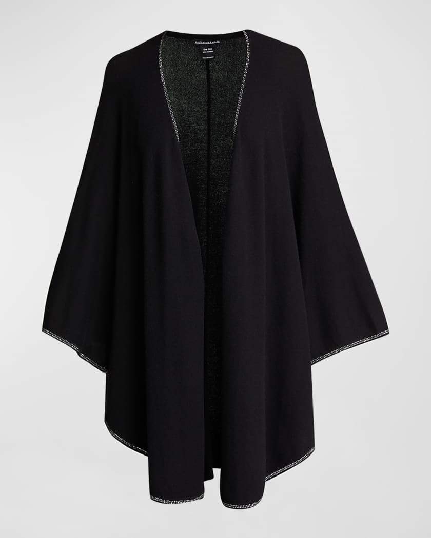 Sofia Cashmere Jersey Knit Cashmere Cape with Stone Placket
