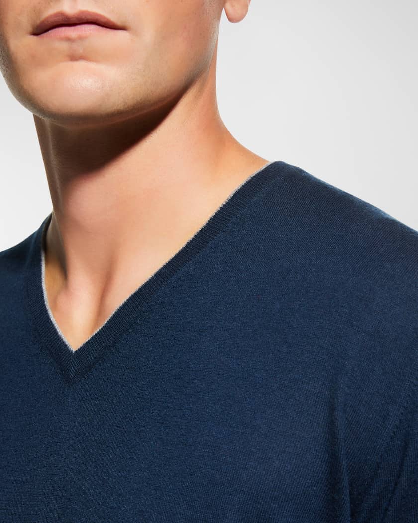 Men's V-Necks - Wool & Cashmere Luxury V-Neck Sweaters