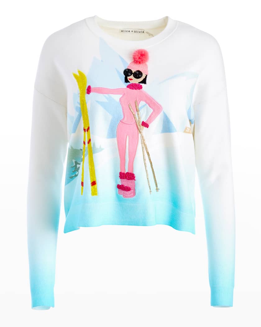 Alice Olivia Gleeson Embellished Boxy Pullover Neiman Marcus