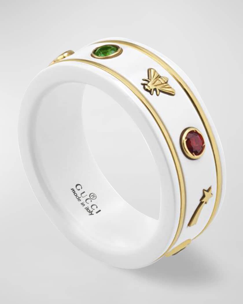 Gucci Icon Band Ring in White | Neiman Marcus