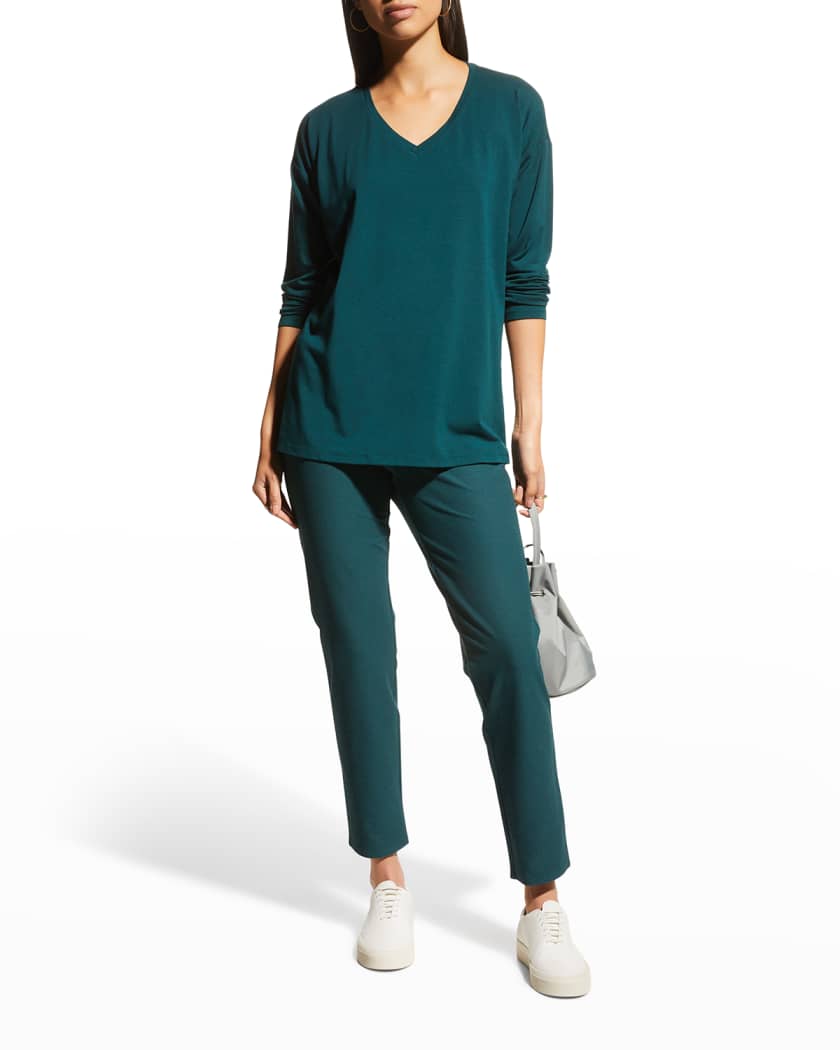 Eileen Fisher V Neck Long Sleeve Jersey Box Top Neiman Marcus