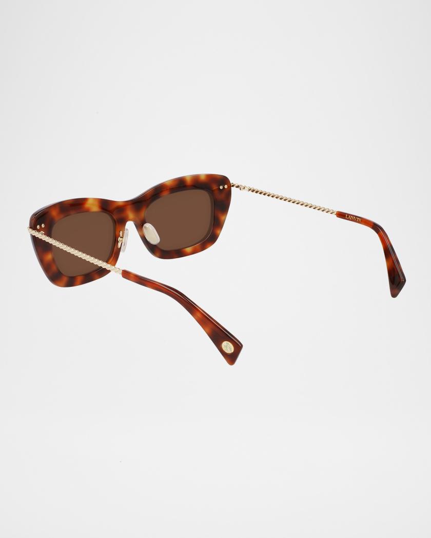 Lanvin Babe Rectangle Twisted Metal/Acetate Sunglasses  display picture 1