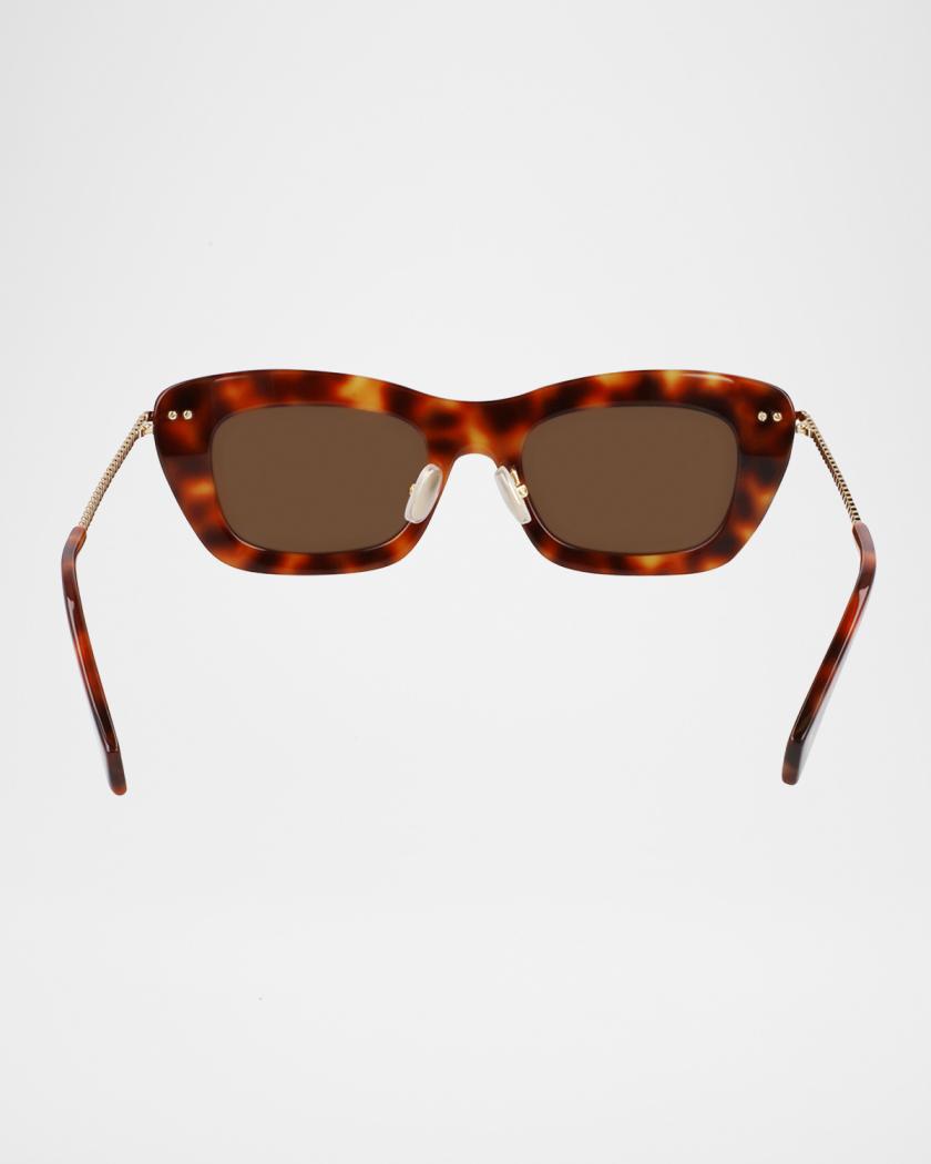 Lanvin Babe Rectangle Twisted Metal/Acetate Sunglasses  display picture 2
