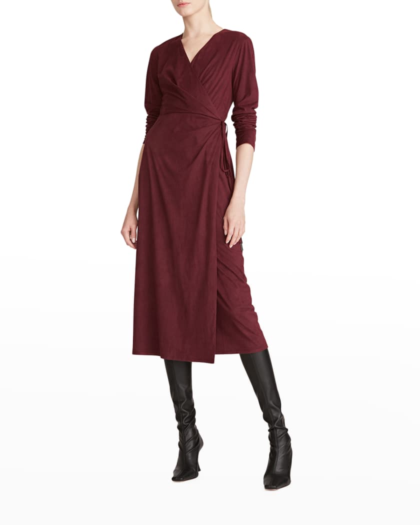 Halston Nadia Ultrasuede Jersey Wrap Dress Neiman Marcus