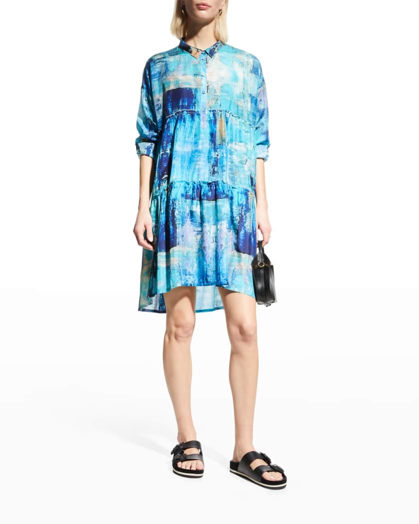Johnny Was Peppermint Tiered Silk Dress W Slip Neiman Marcus