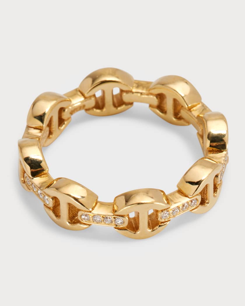 Hoorsenbuhs Yellow Gold Dame Tri-Link Ring with Diamond Bridges