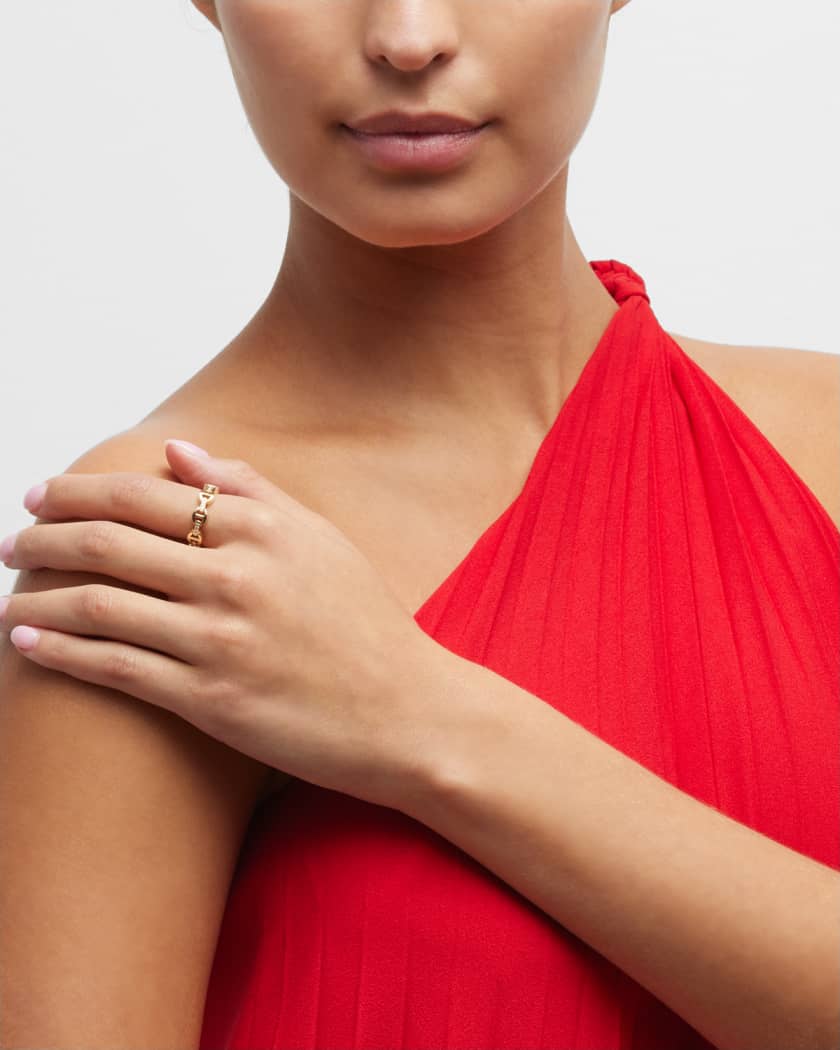 Hoorsenbuhs Yellow Gold Dame Tri-Link Ring with Diamond Bridges