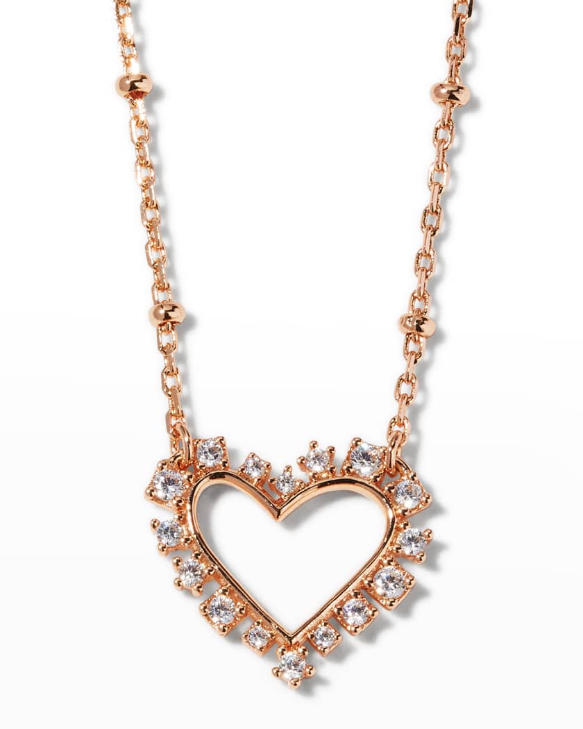 Kendra Scott Ari Heart Crystal Pendant Necklace Rose Tone Neiman Marcus
