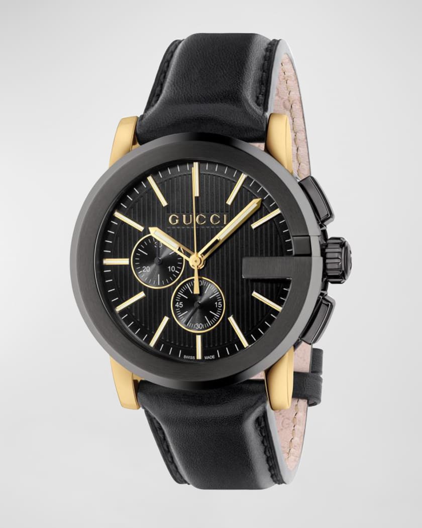 Men's 44mm G-Chrono Leather Watch