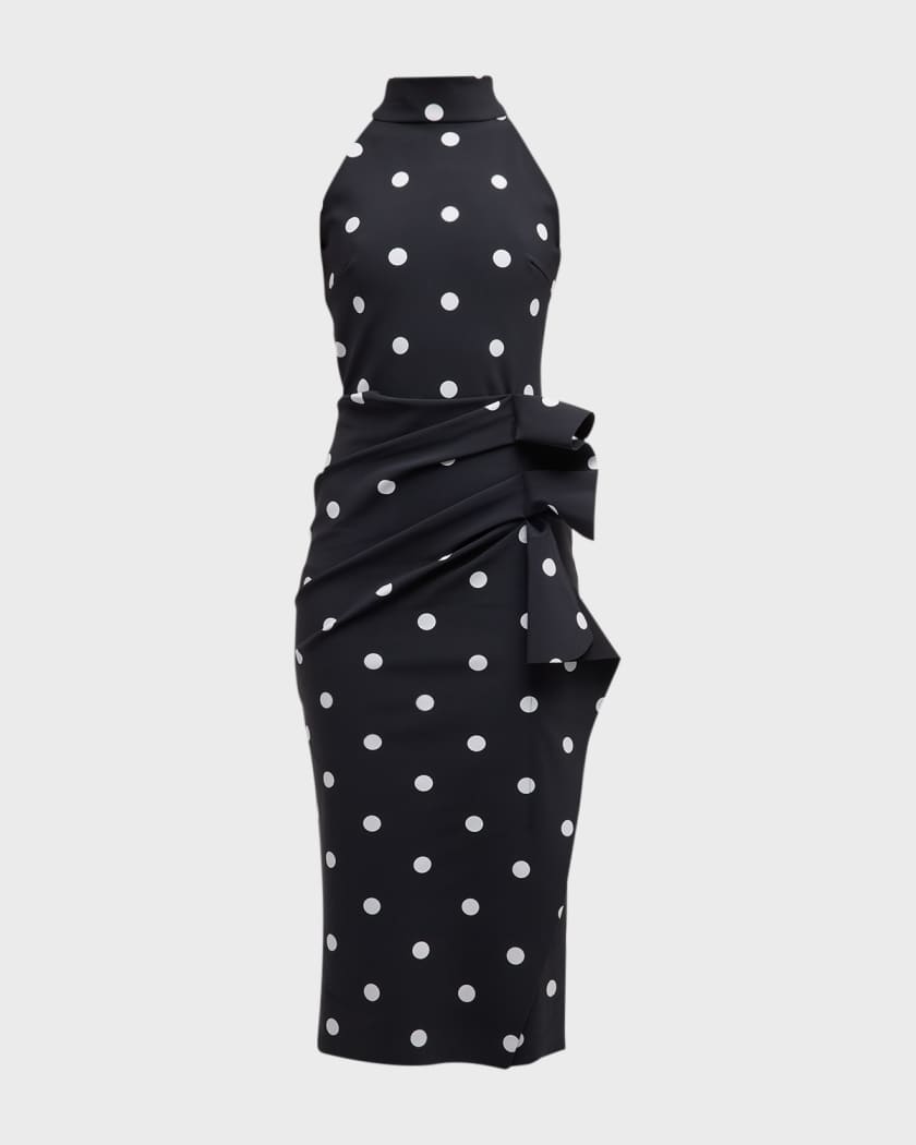 Chiara Boni La Petite Robe Printed Sleeveless Side Drape Dress