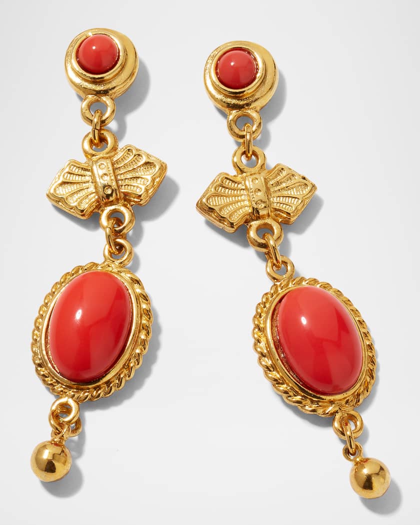 Red Oval Drop Earrings