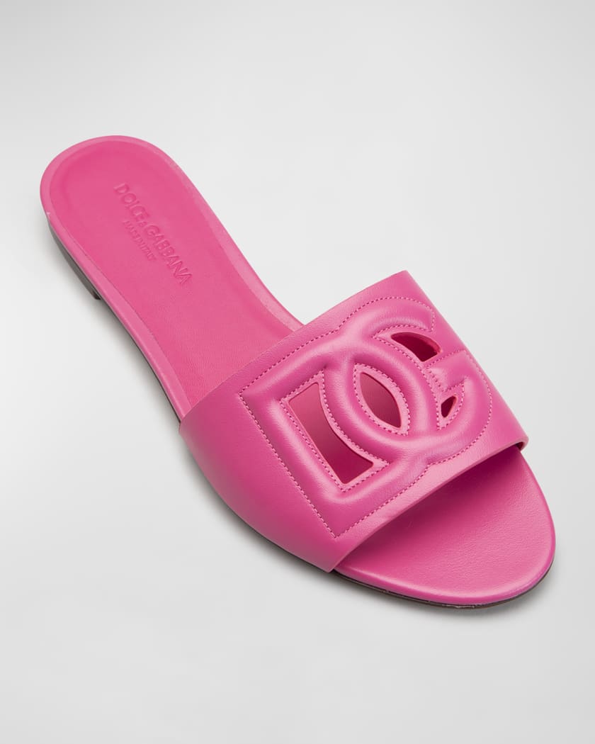 Dolce&Gabbana Cutout DG Flat Slide Sandals | Neiman Marcus